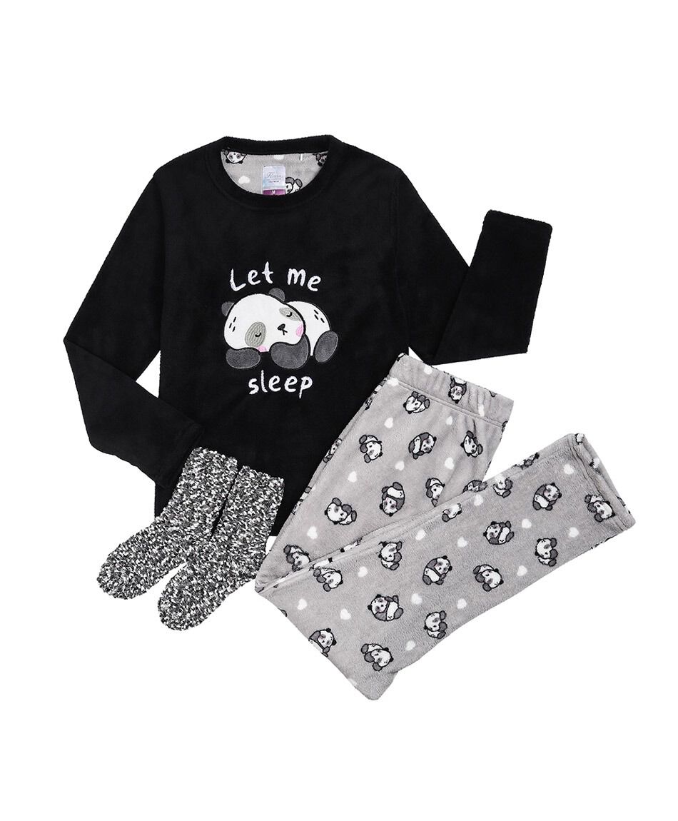 Pack pijama + calcetines gatitos black
