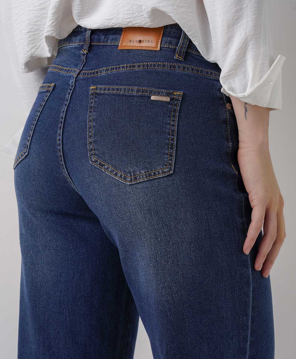 Jeans mujer straight basta doblada