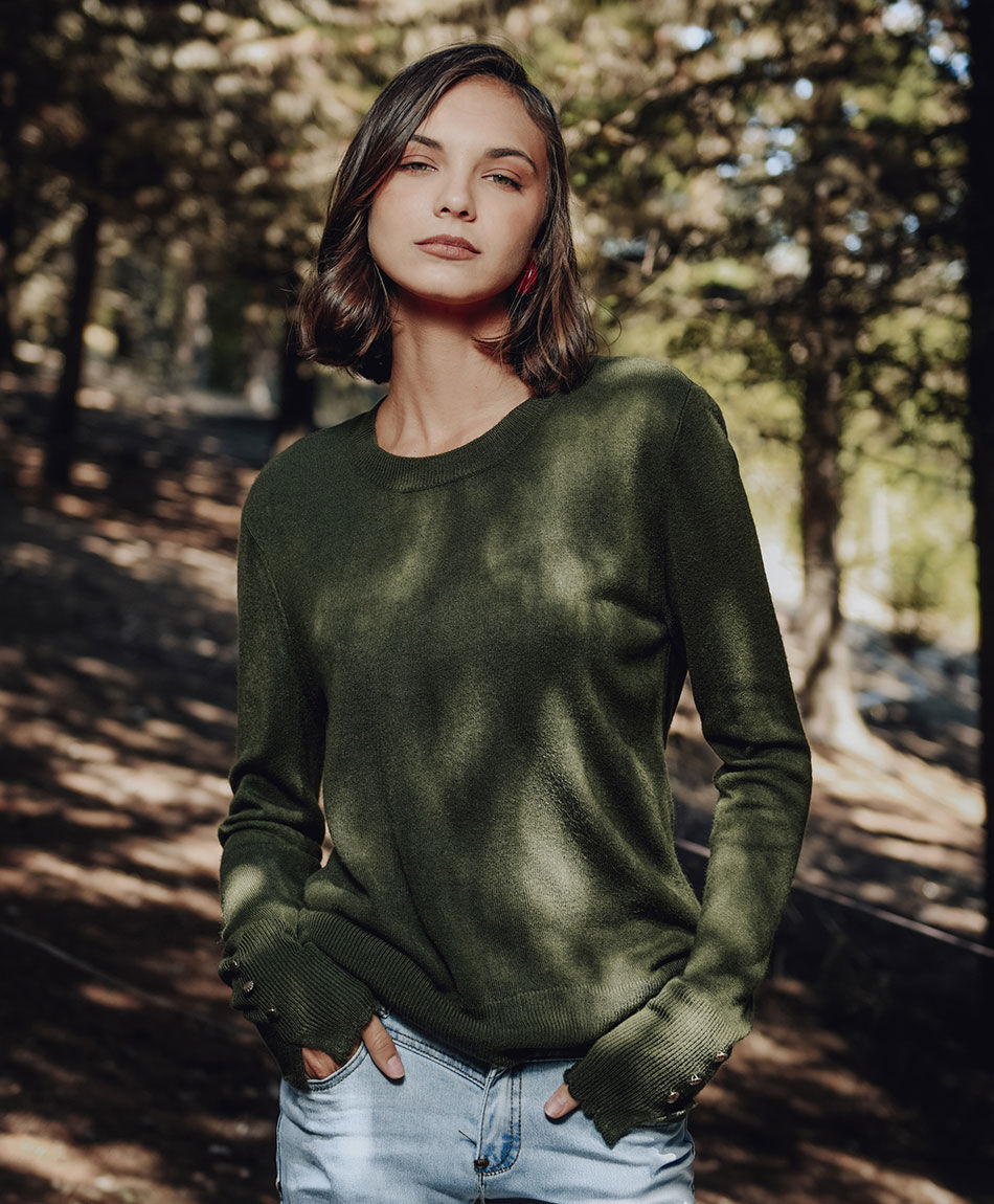 Sweater mujer botones manga