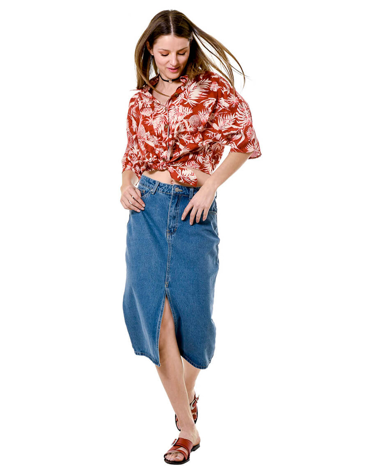 Falda denim midi Falda denim midi