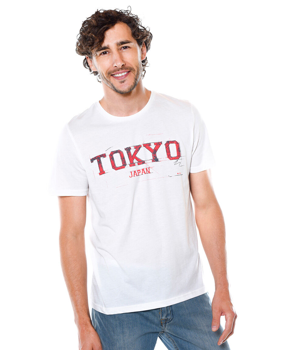 Polera estampada cuello redondo