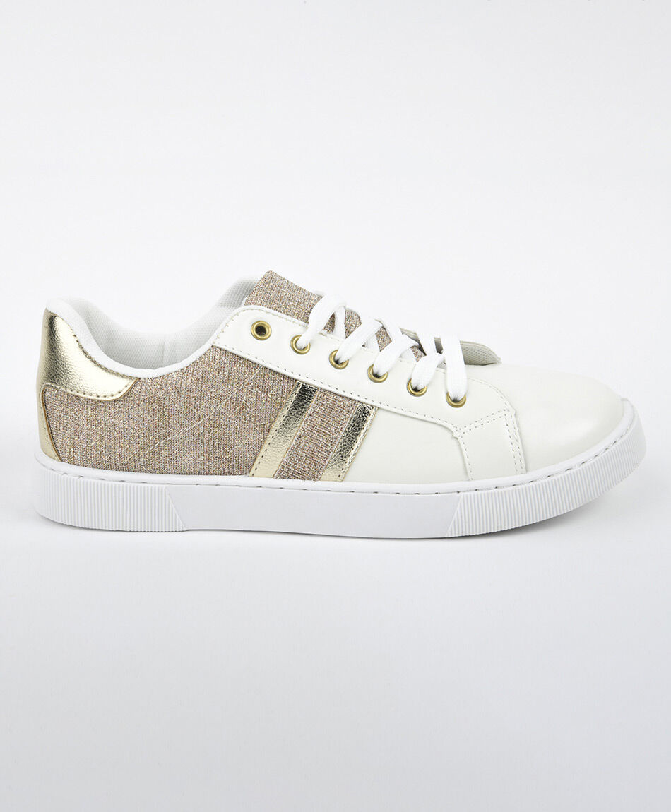 Zapatilla mujer bicolor brillos