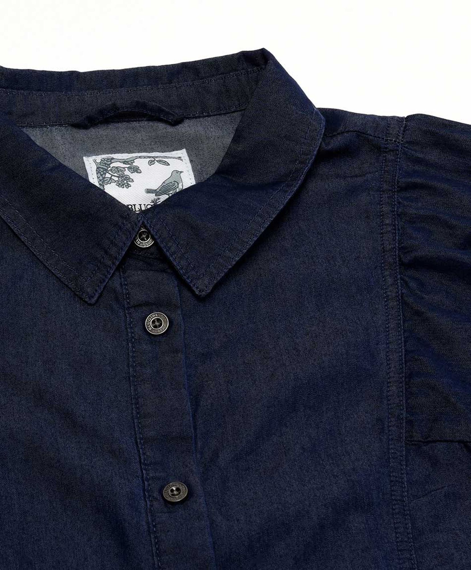 Blusa mujer denim manga recogida Blusa mujer denim manga recogida