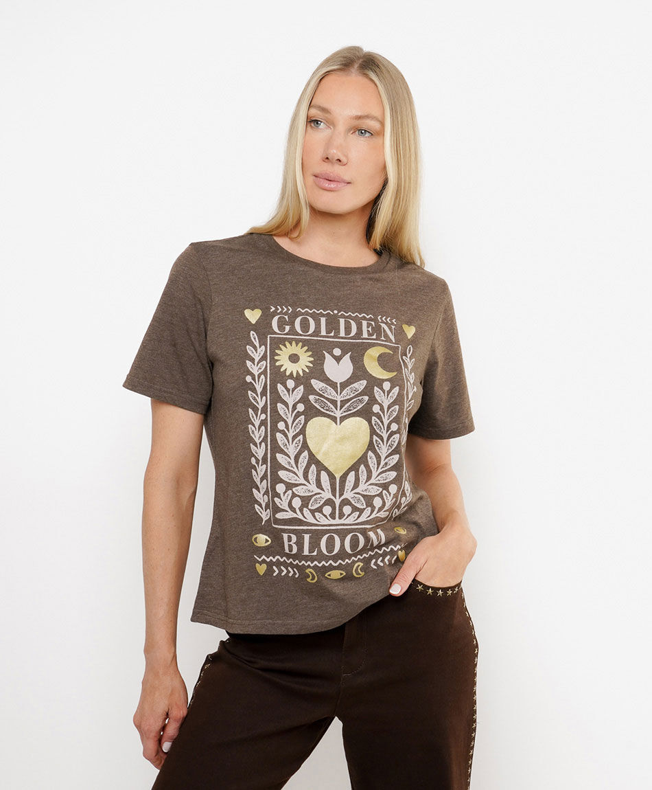 Polera mujer coraz&oacute;n golden
