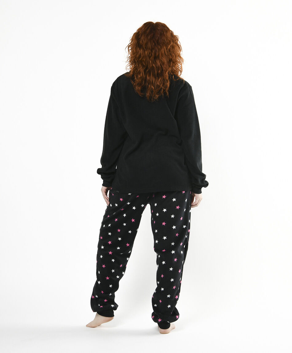 Pijama mujer polar gato negro estrellas