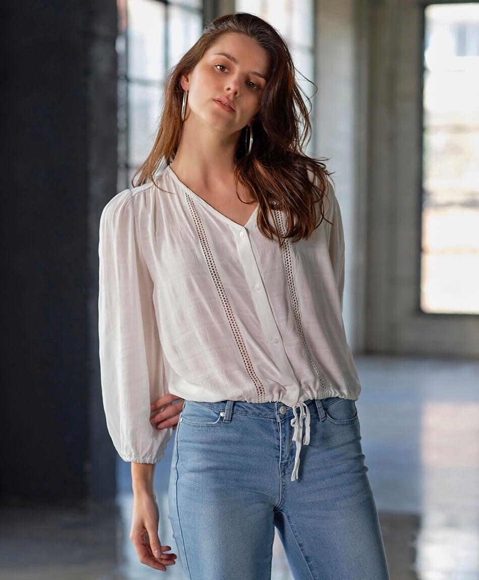 Blusa mujer encaje frontal