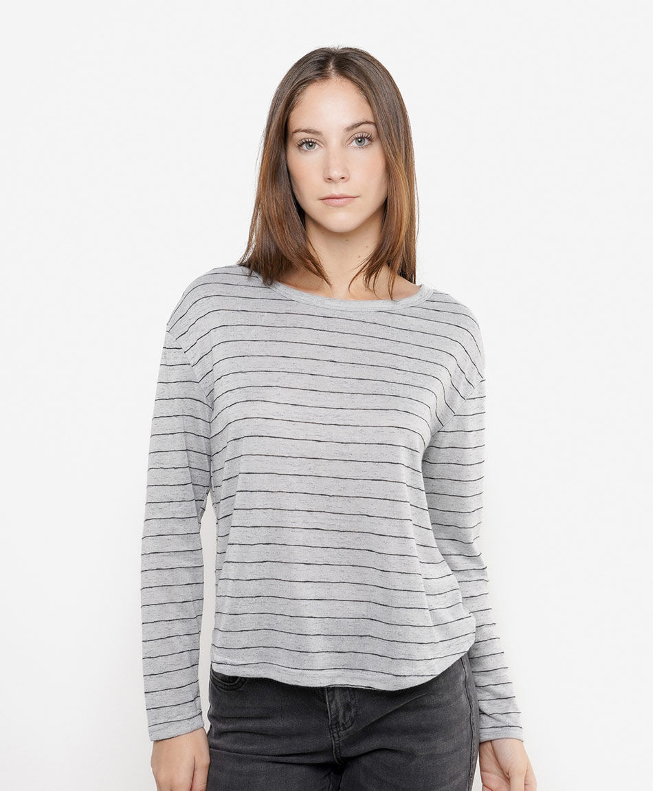Polera mujer l&iacute;neas melange