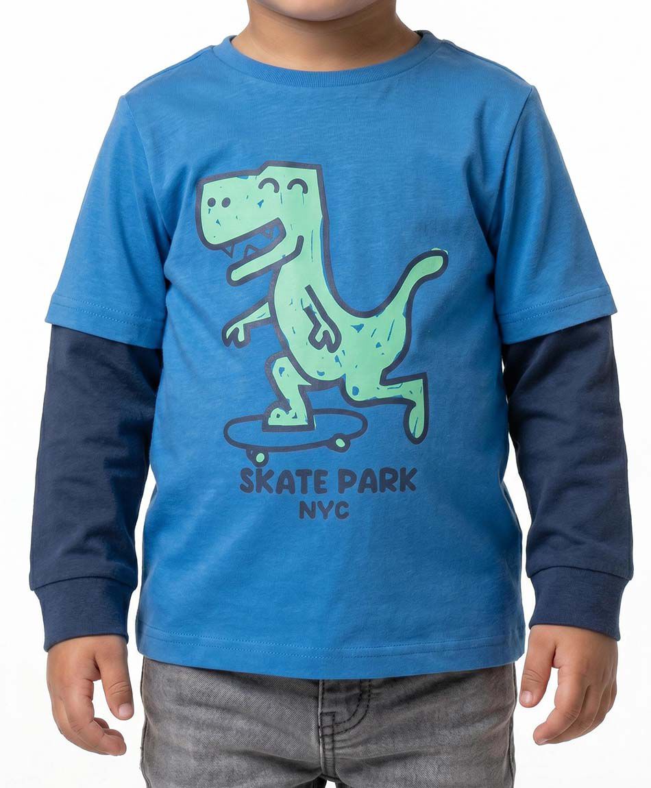 Polera beb&eacute; manga larga dino skate