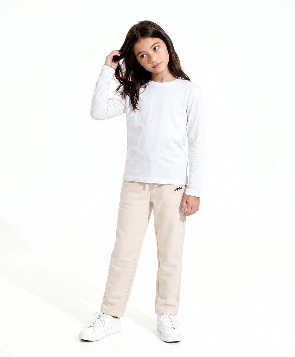 Pantal&oacute;n buzo ni&ntilde;a b&aacute;sico beige