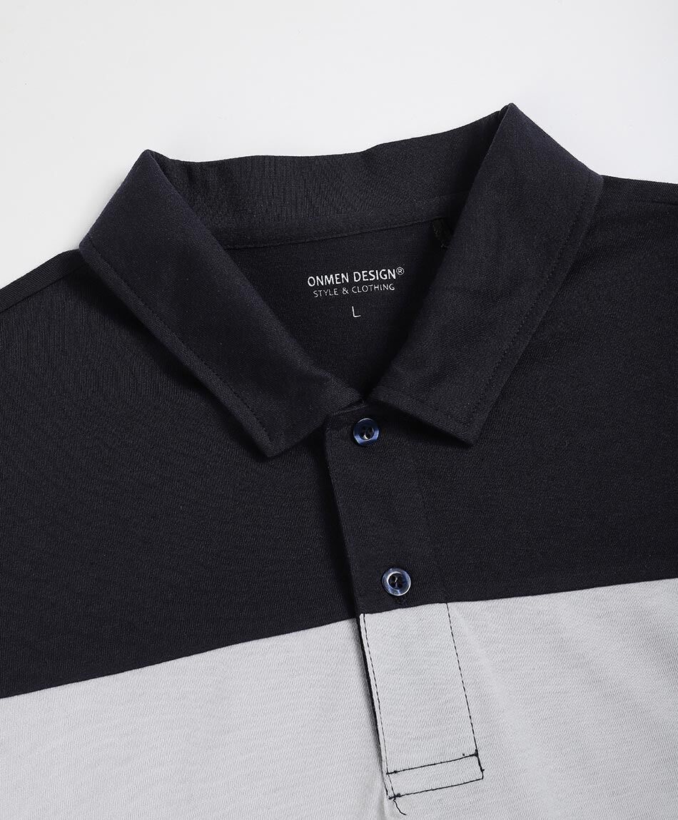 Polera hombre manga larga cuello polo navy