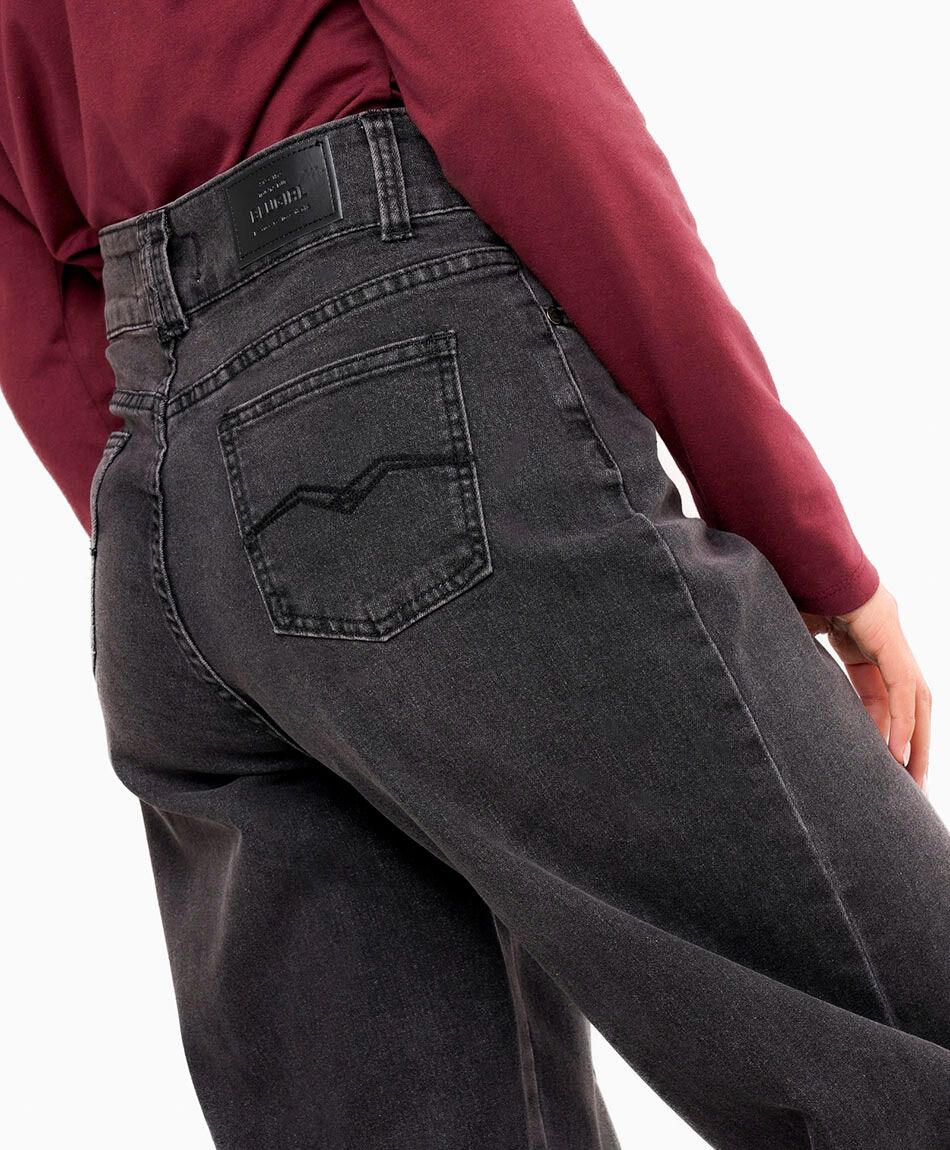 Jeans mujer alforza negro