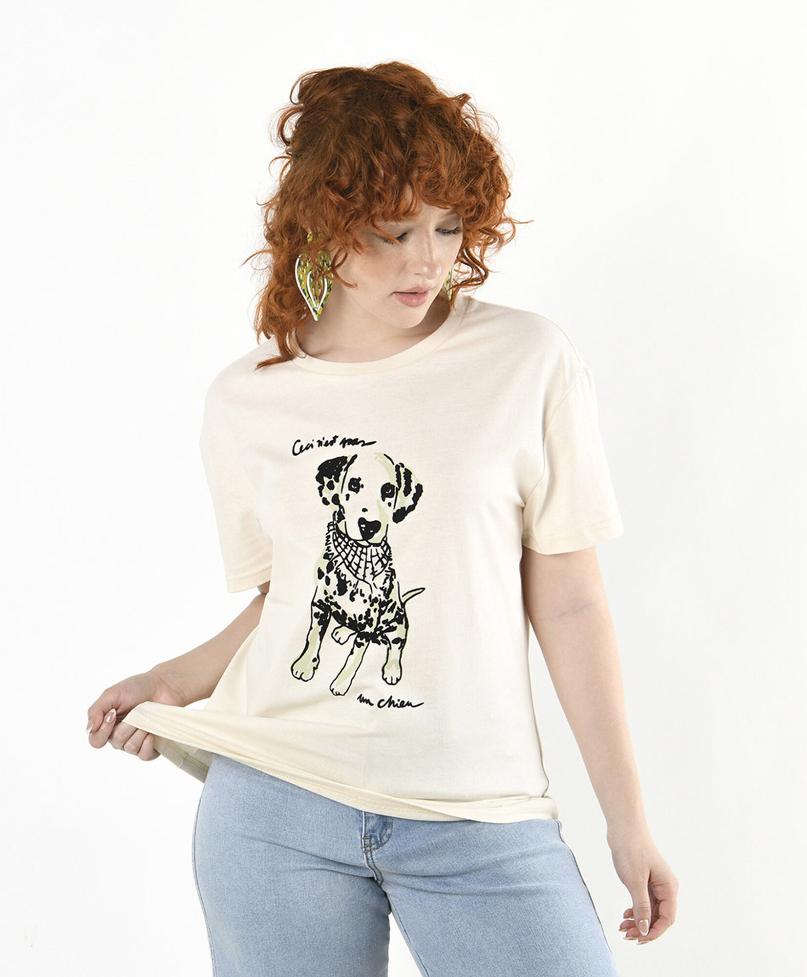 Polera mujer estampado perrito Polera mujer estampado perrito