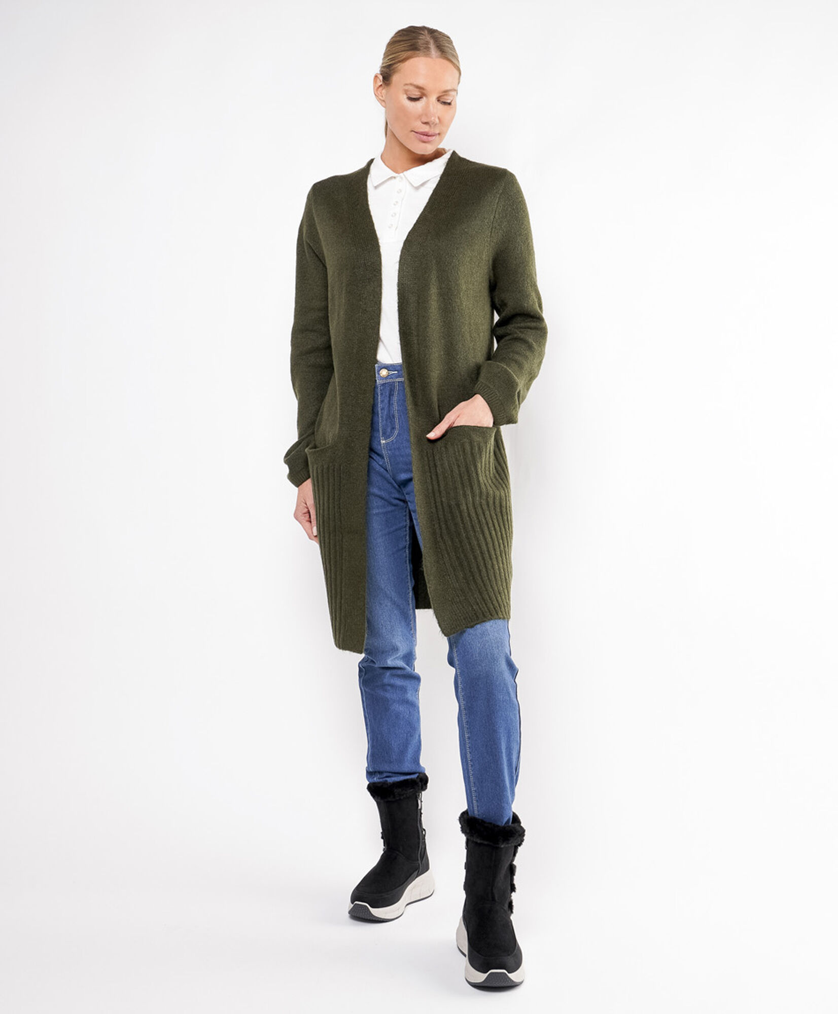 Cardigan mujer largo acanalado Cardigan mujer largo acanalado