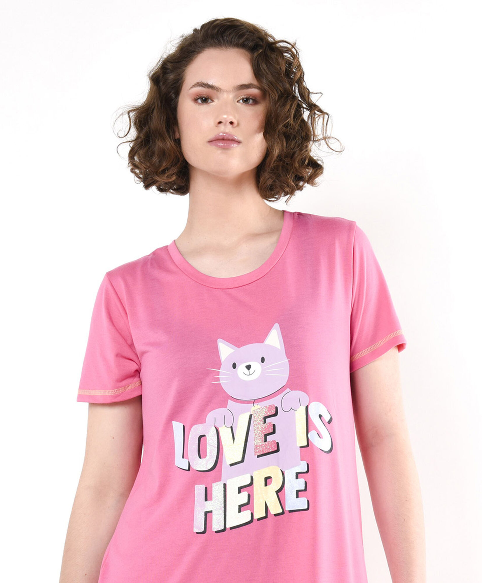 Camisola mujer rosada gato Camisola mujer rosada gato