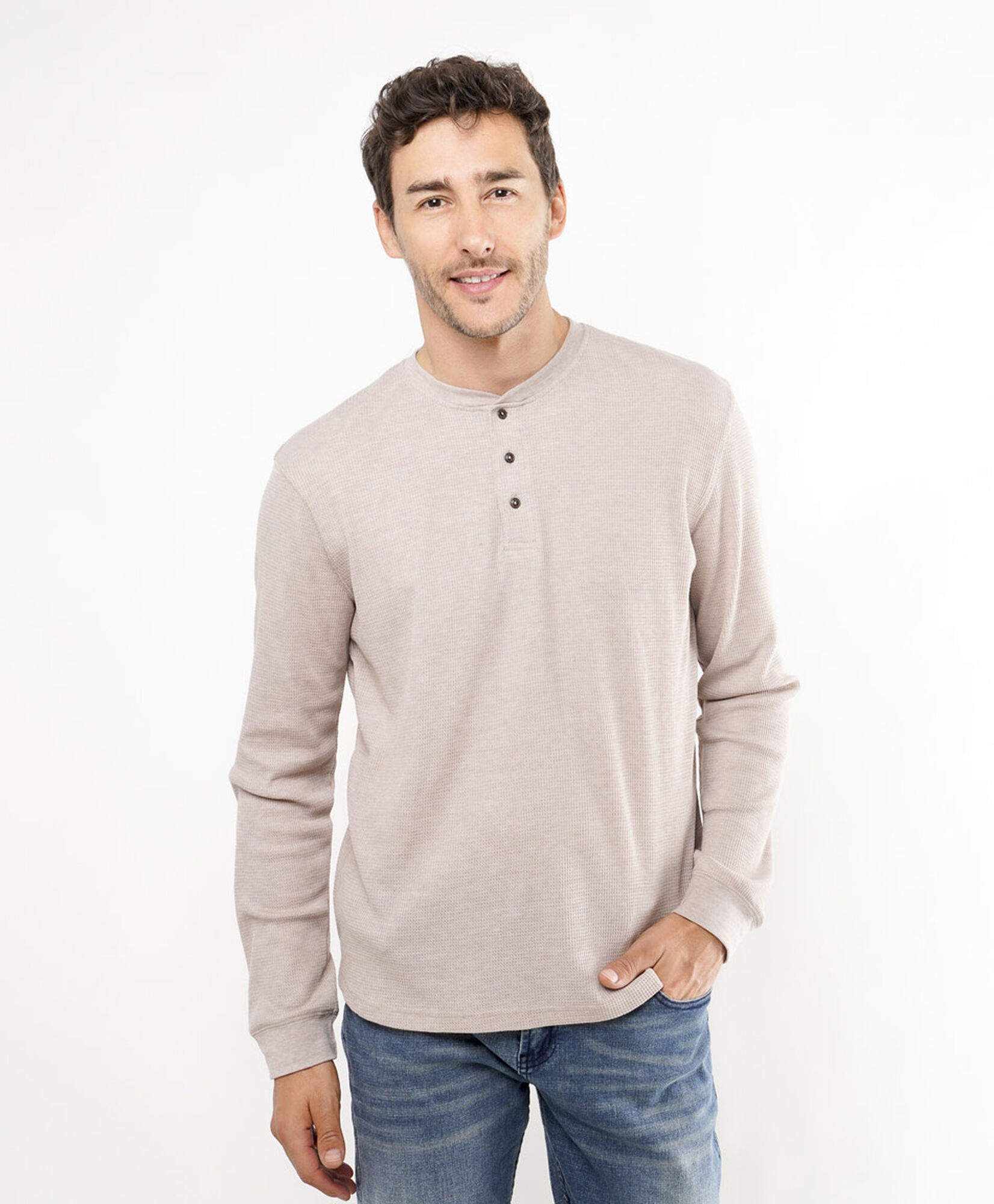Polera hombre waffle beige Polera hombre waffle beige