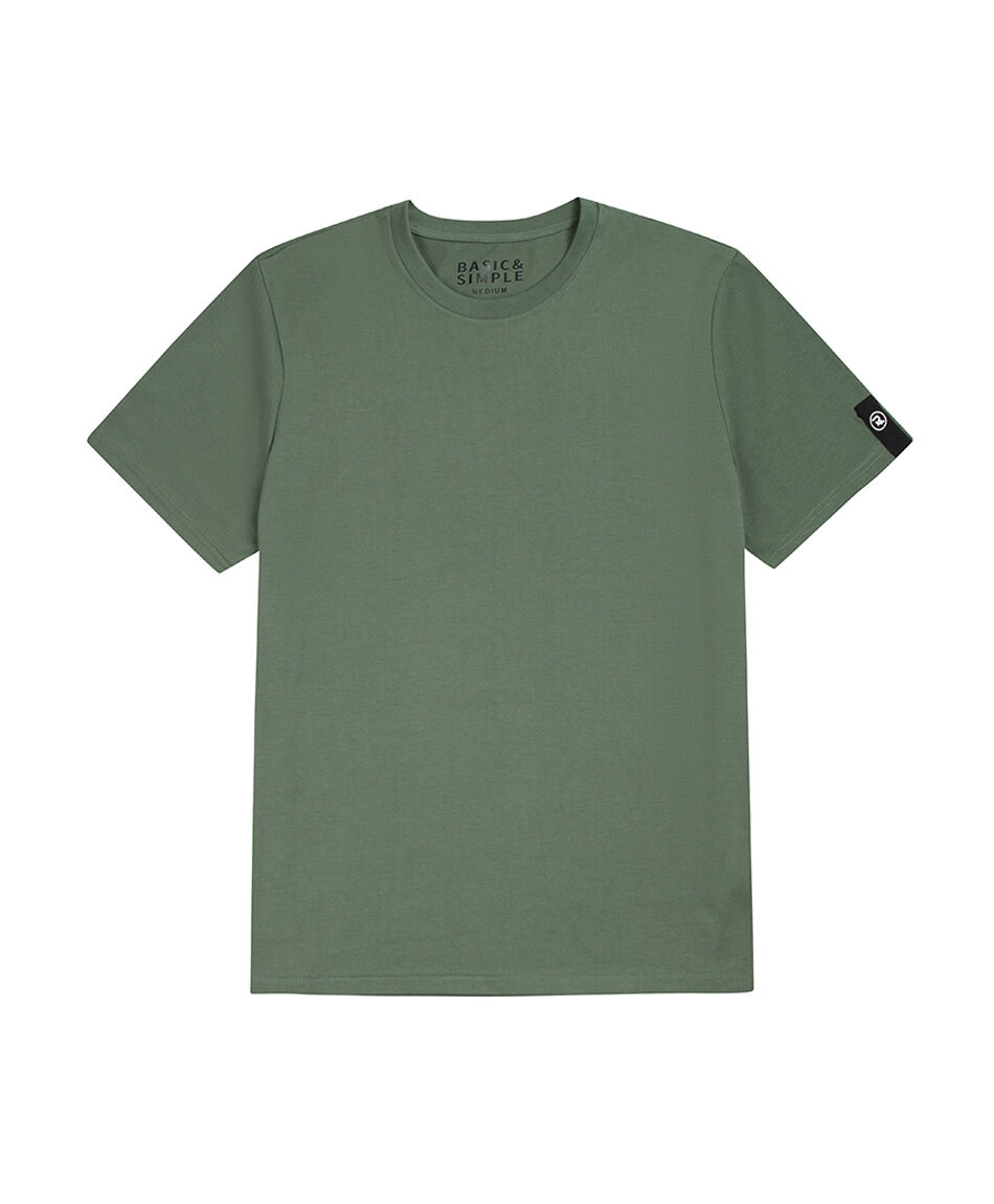 Polera hombre parche manga lisa