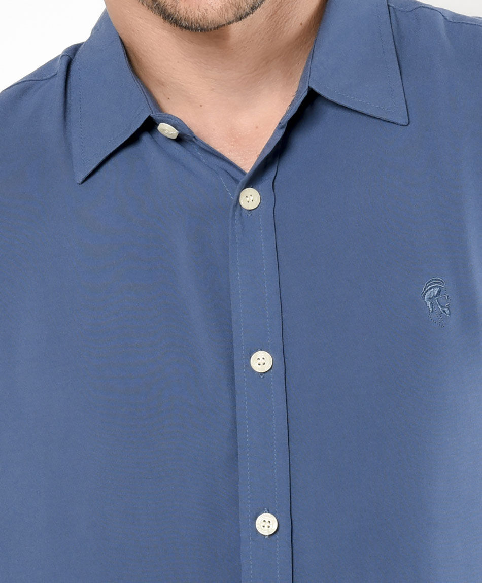 Camisa hombre azul lisa