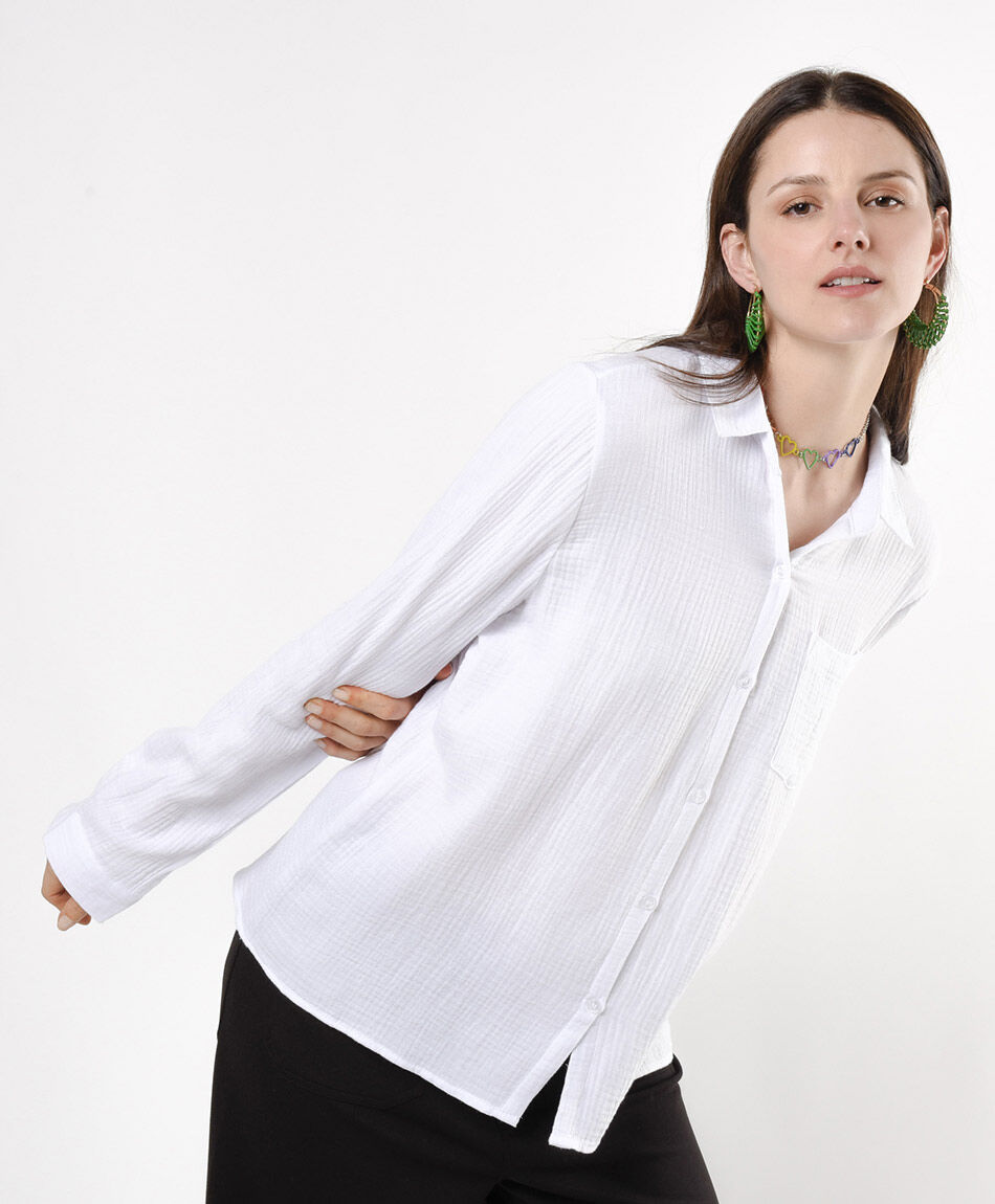 Blusa mujer texturizada blanca