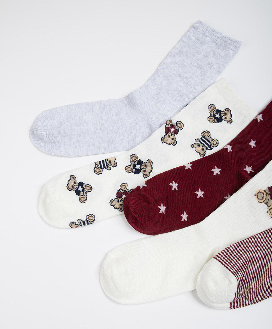Pack 5 calcetines mujer ositos