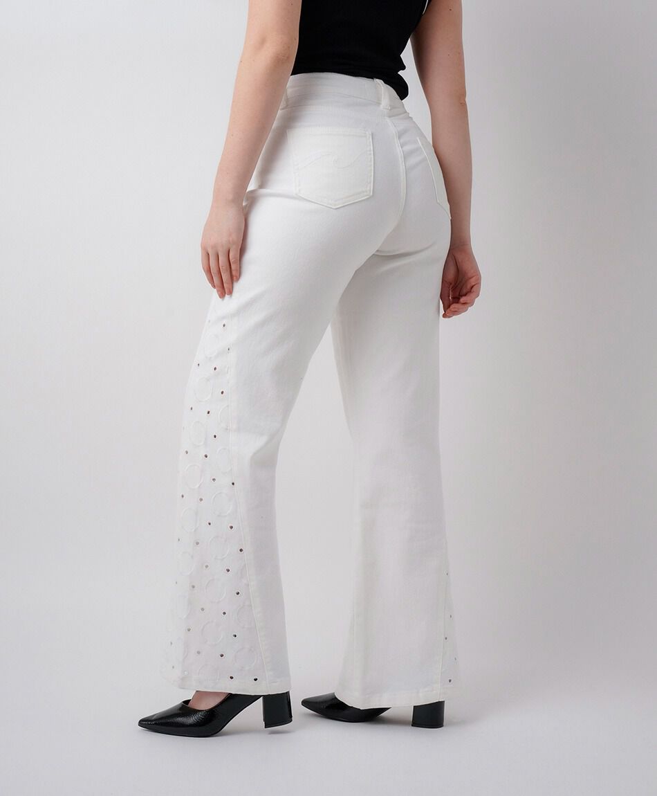 Jeans mujer wide leg c&iacute;rculos