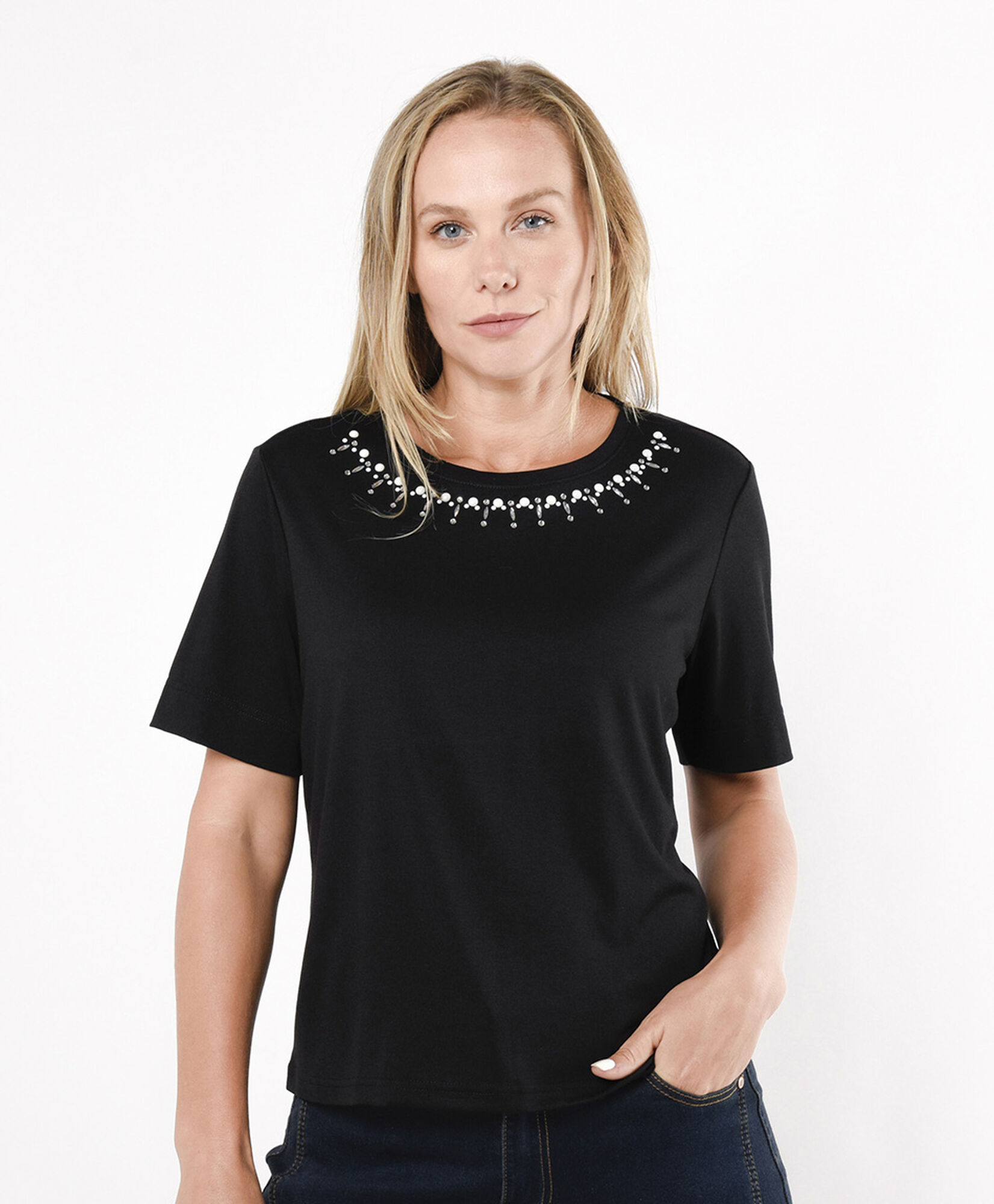 Polera mujer detalle cuello Polera mujer detalle cuello