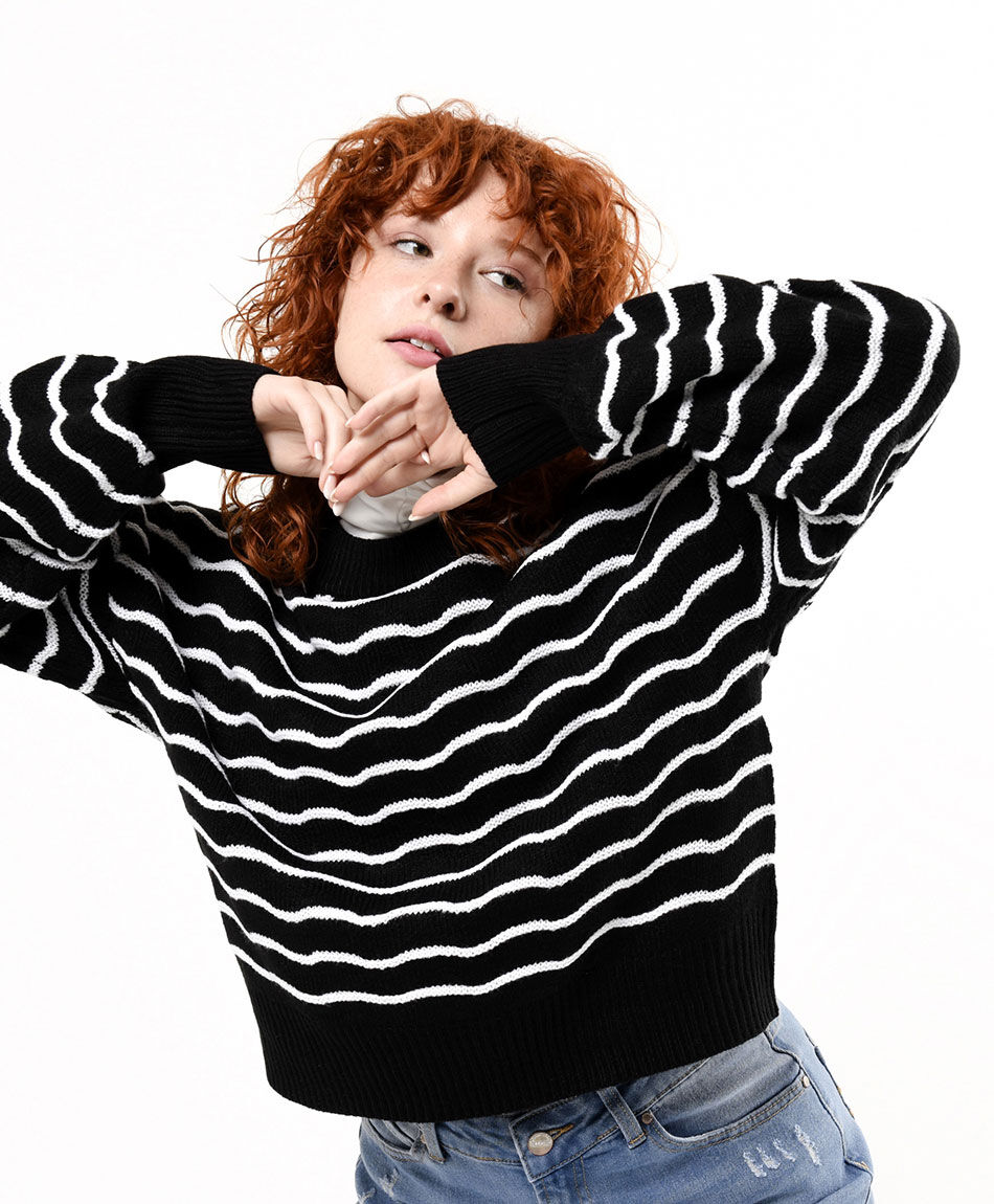 Sweater mujer ondas bicolor