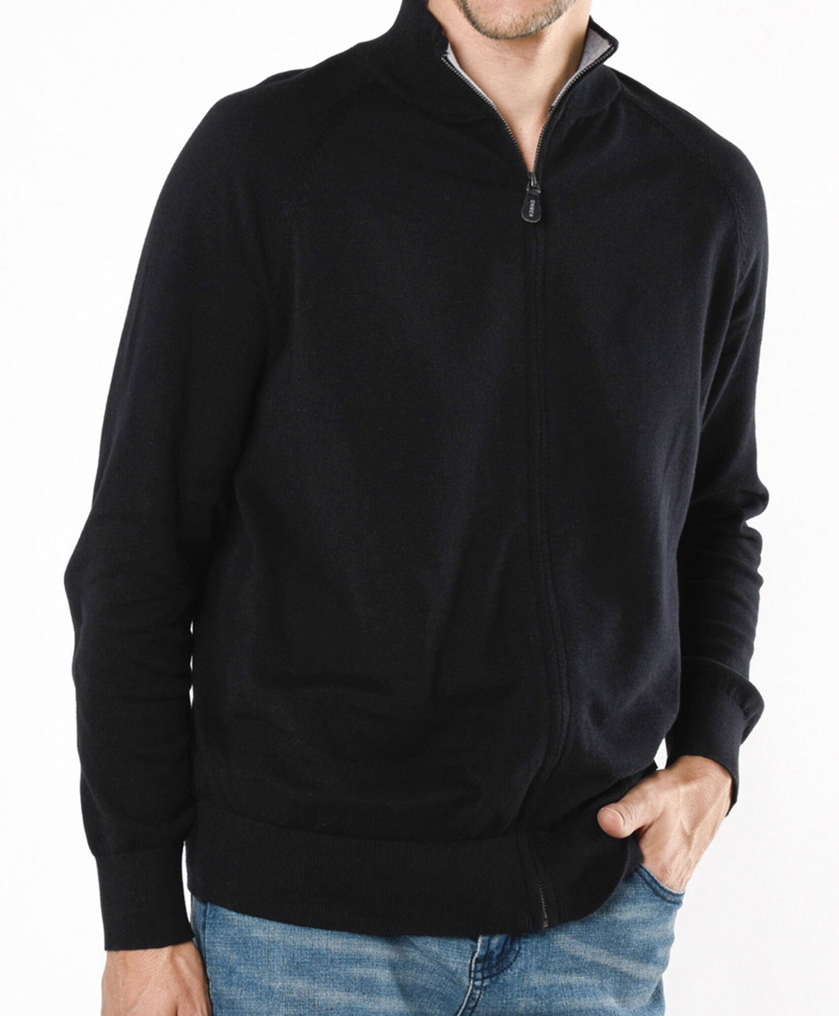 Sweater hombre liso negro cierre Sweater hombre liso negro cierre