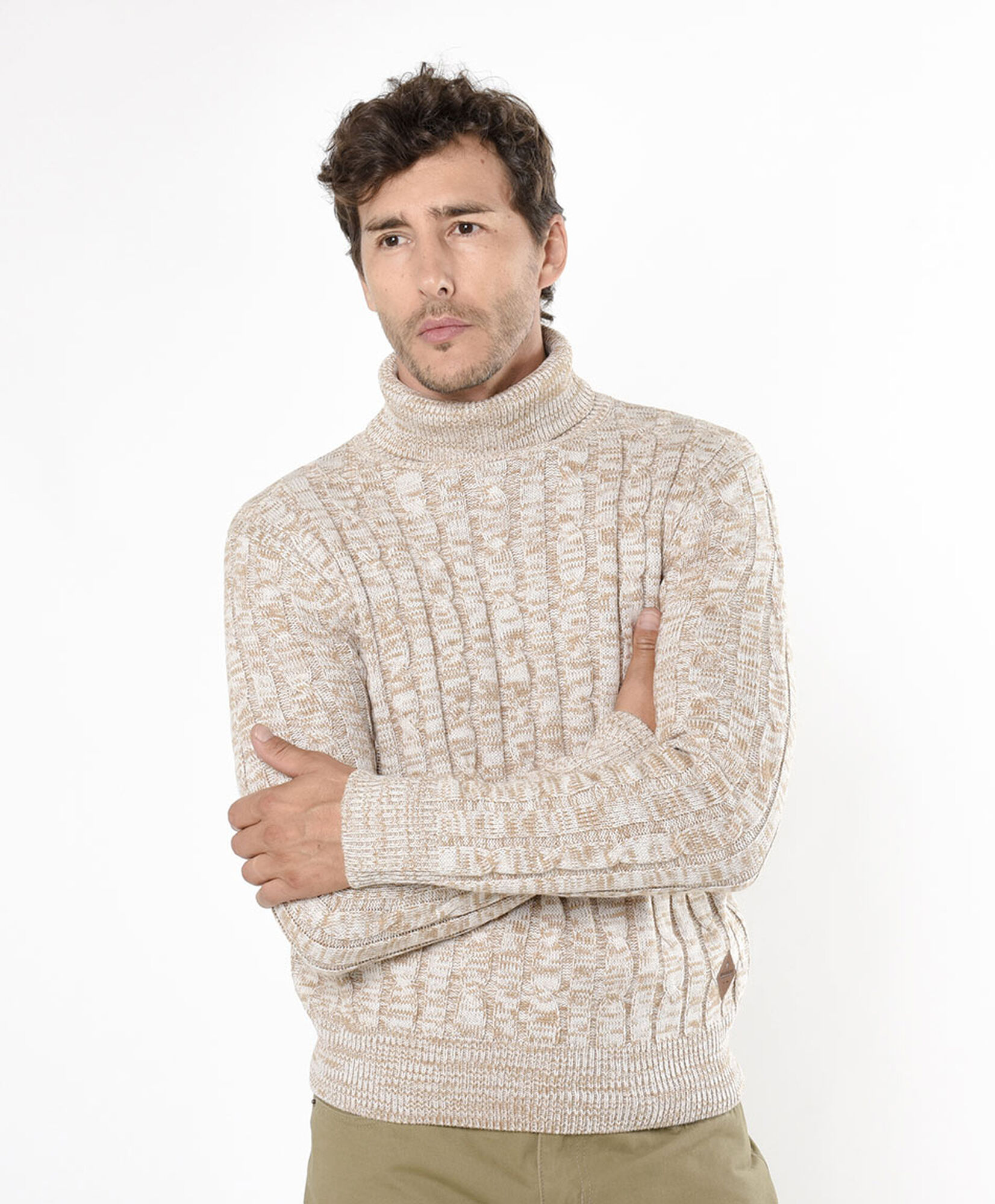 Sweater hombre trenzado cuello alto TRICOT - Main Image