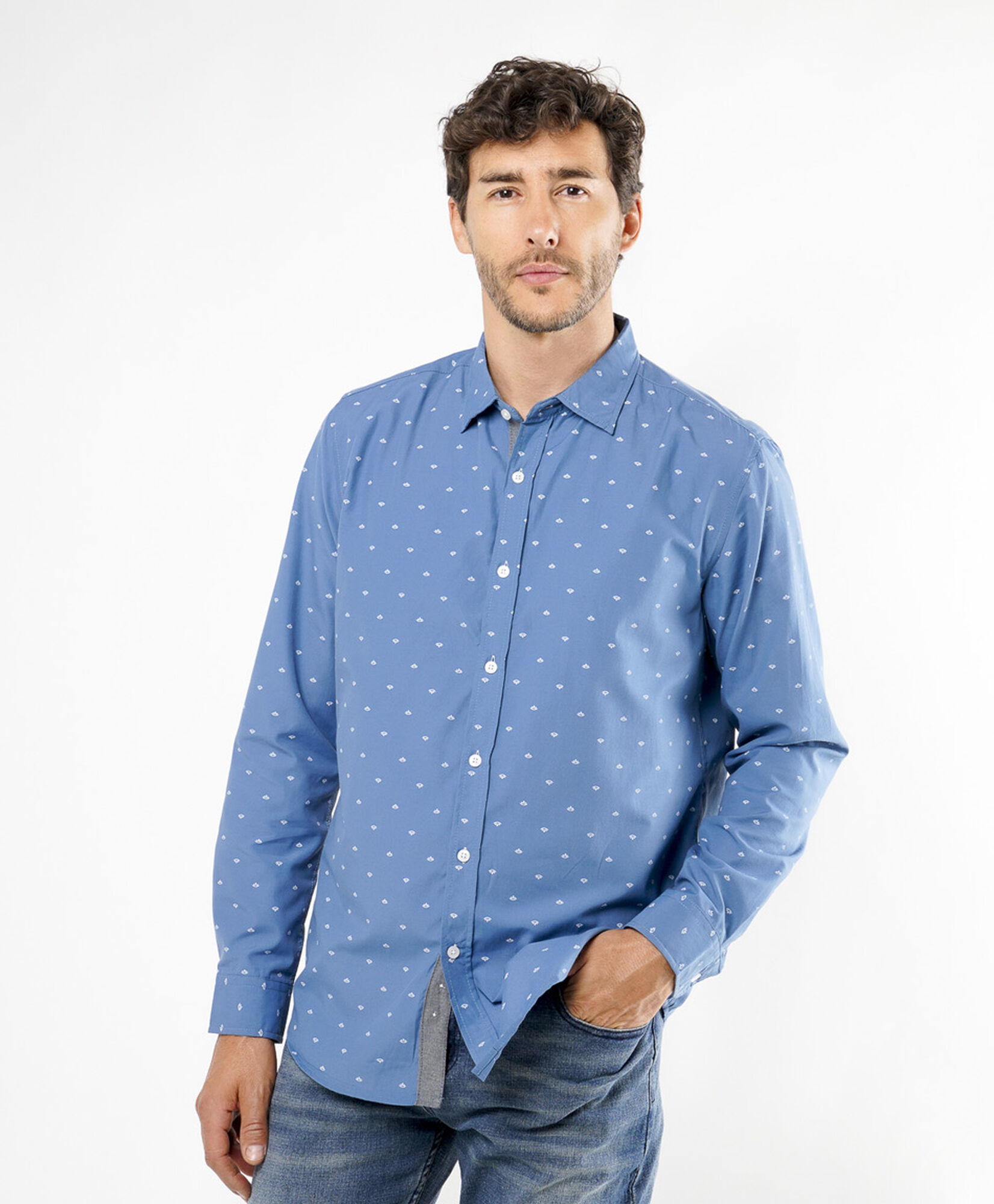 Camisa hombre celeste print Camisa hombre celeste print