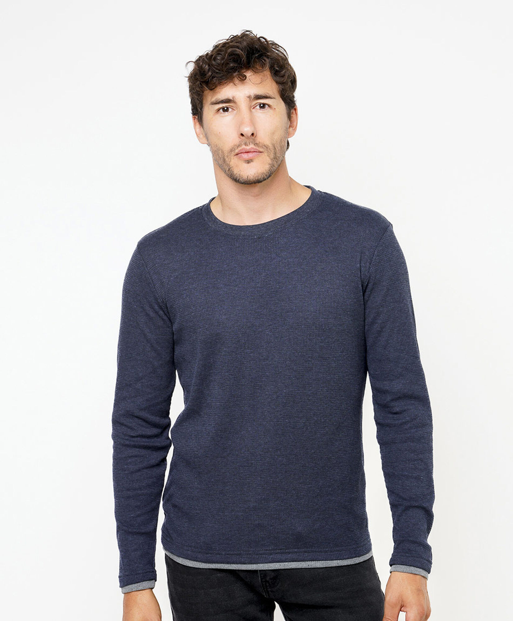 Polera hombre lisa manga larga azul Polera hombre lisa manga larga azul