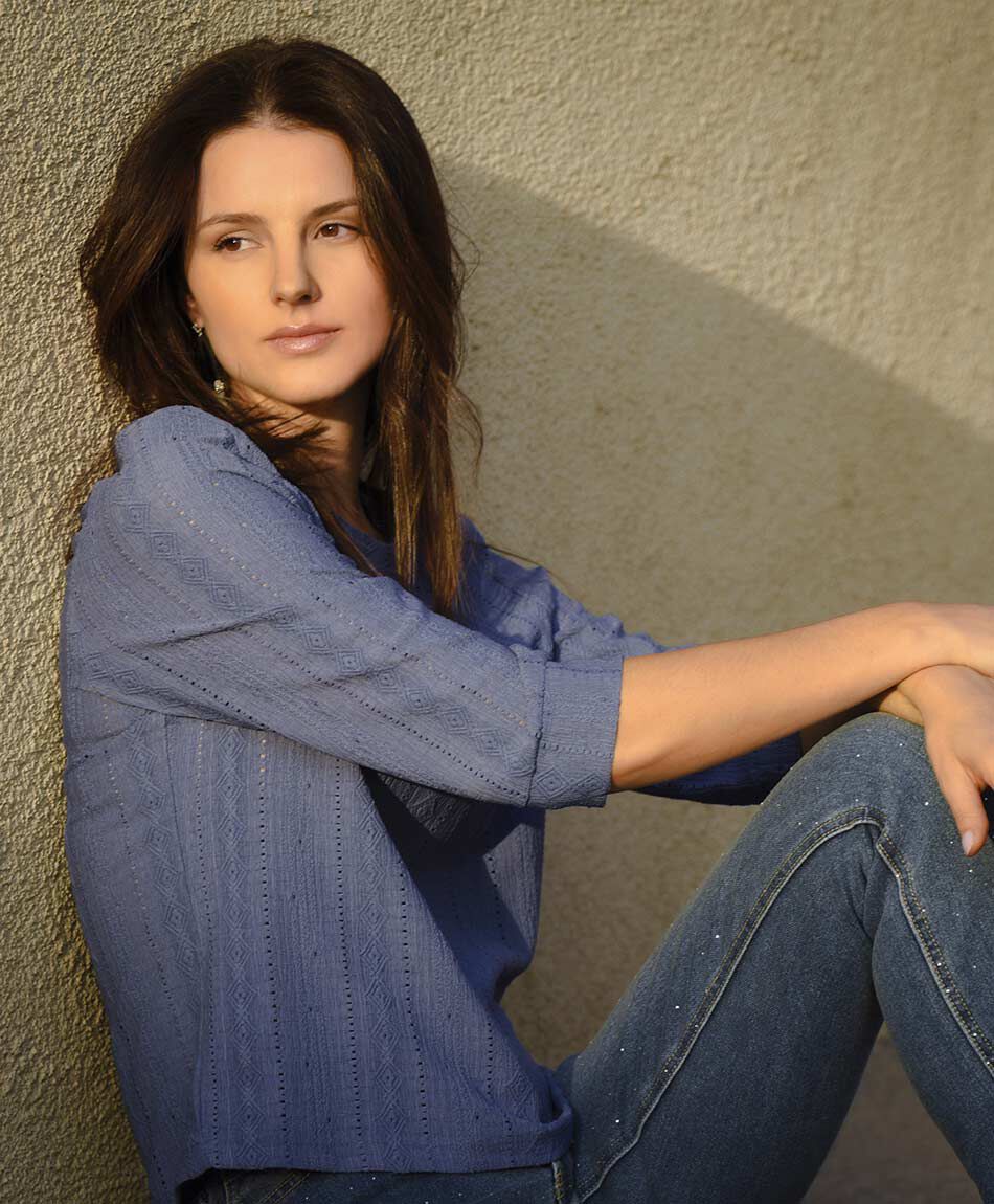 Polera mujer calado rombos