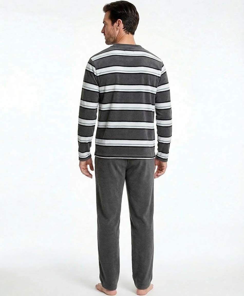 Pijama hombre polar l&iacute;neas bicolor