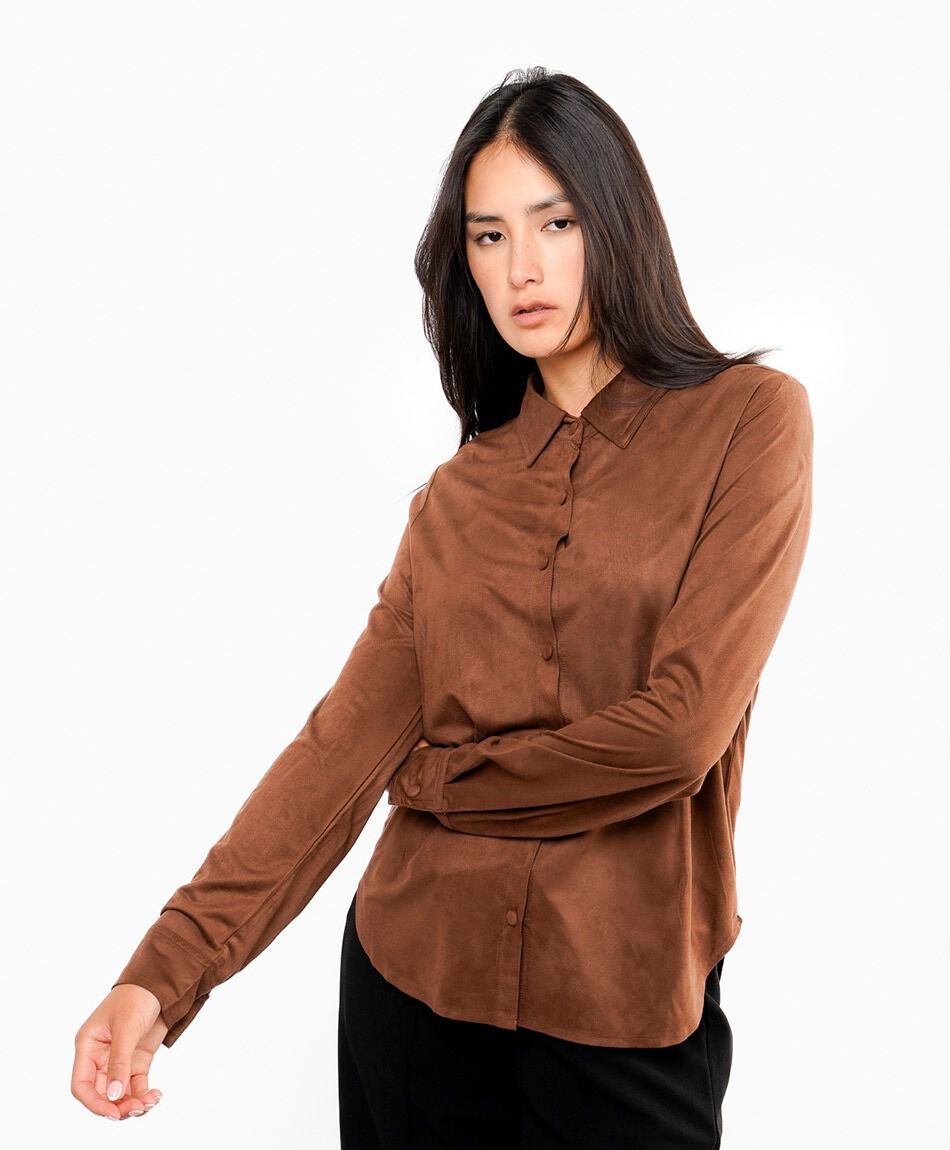 Blusa mujer suede caf&eacute;