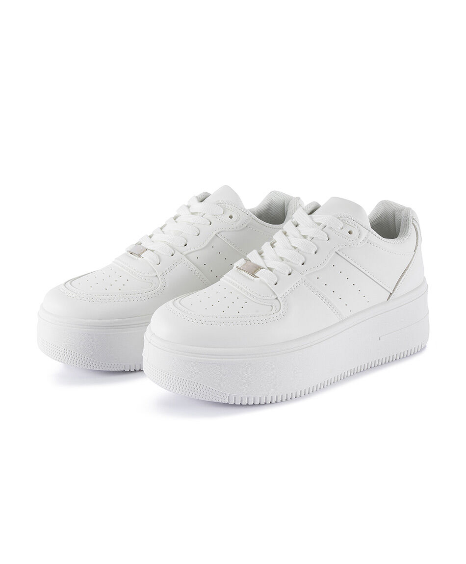 Zapatilla mujer blanca plataforma TRICOT