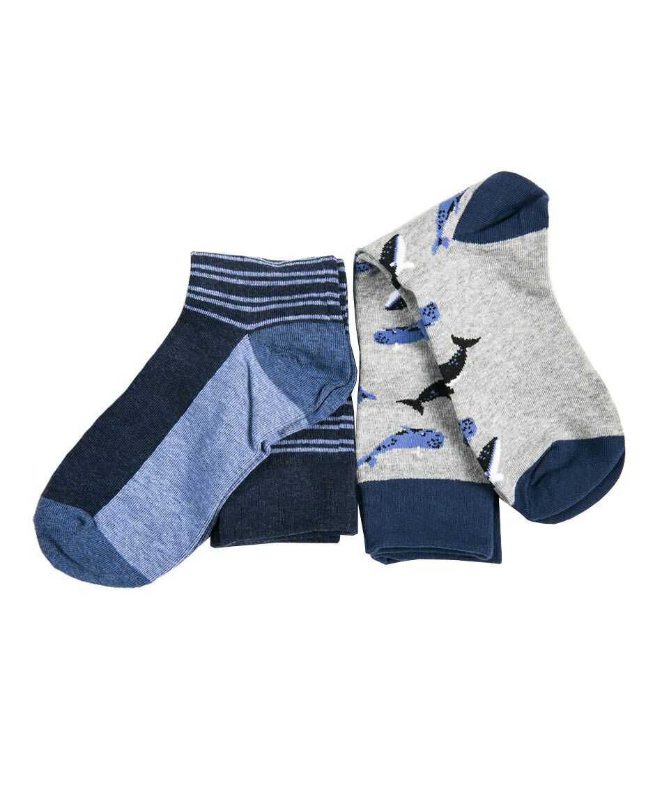 Pack 2 calcetines hombre l&iacute;neas y ballenas