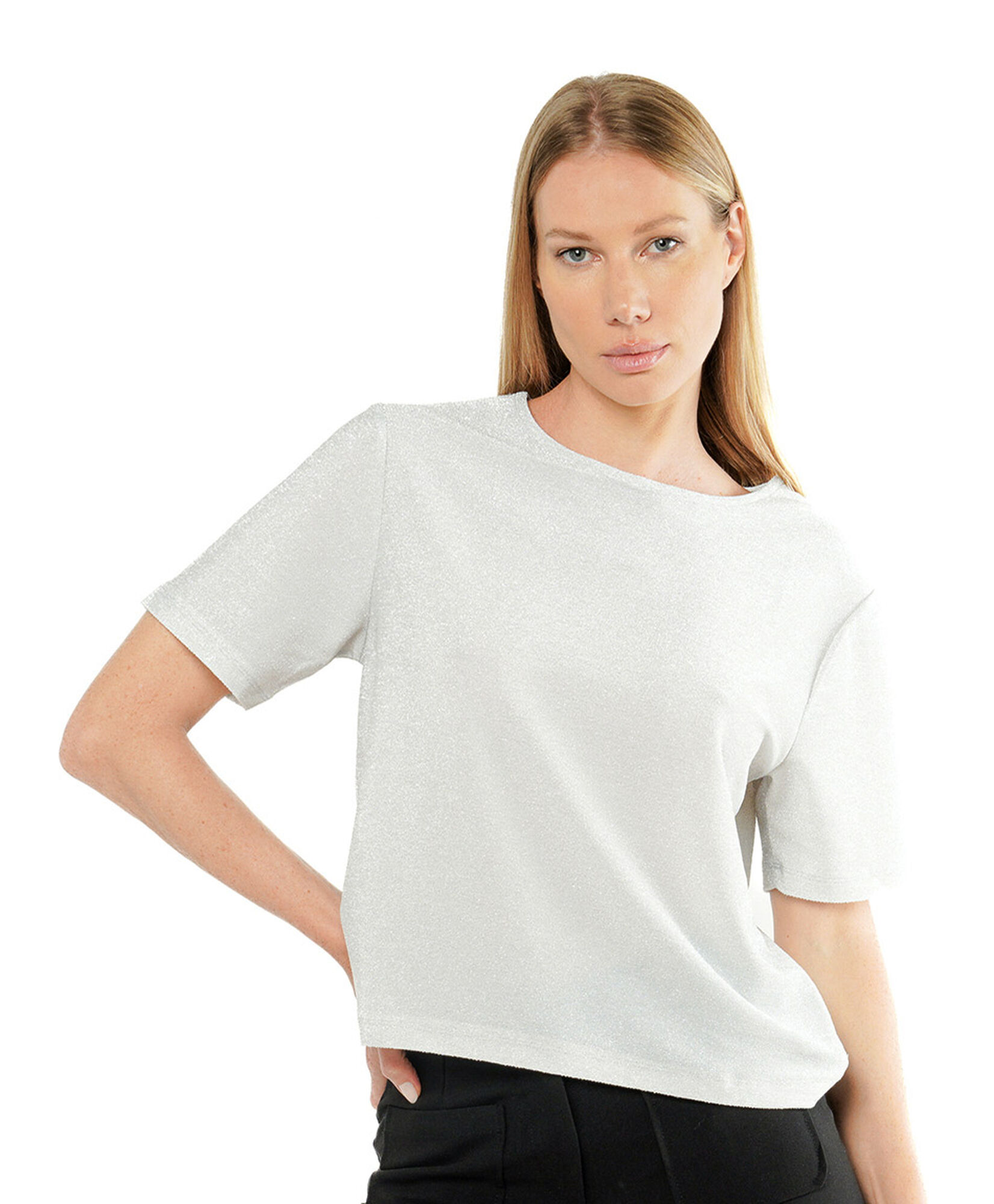 Polera mujer plata brillos Polera mujer plata brillos