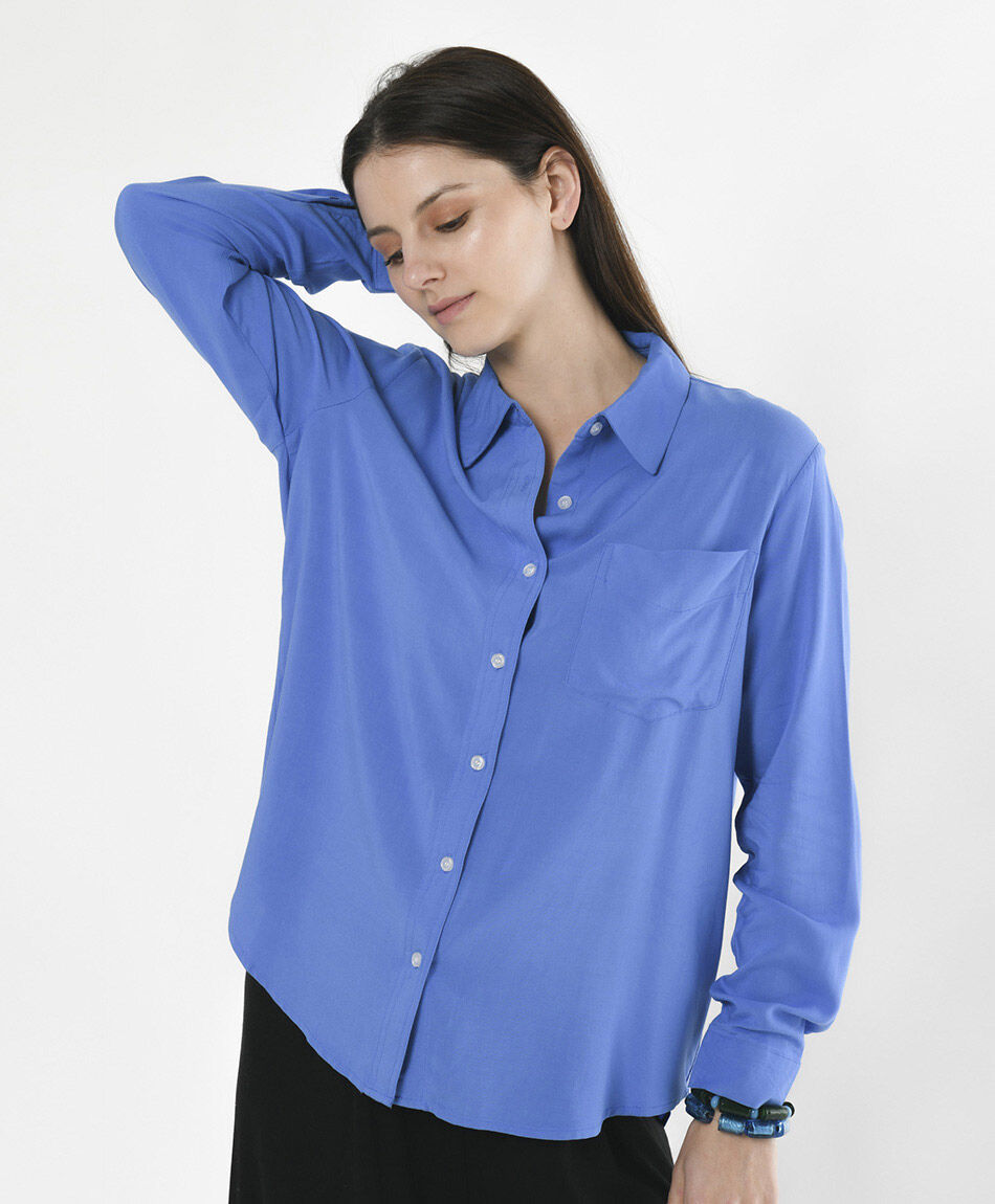 Blusa mujer lisa con bolsillo