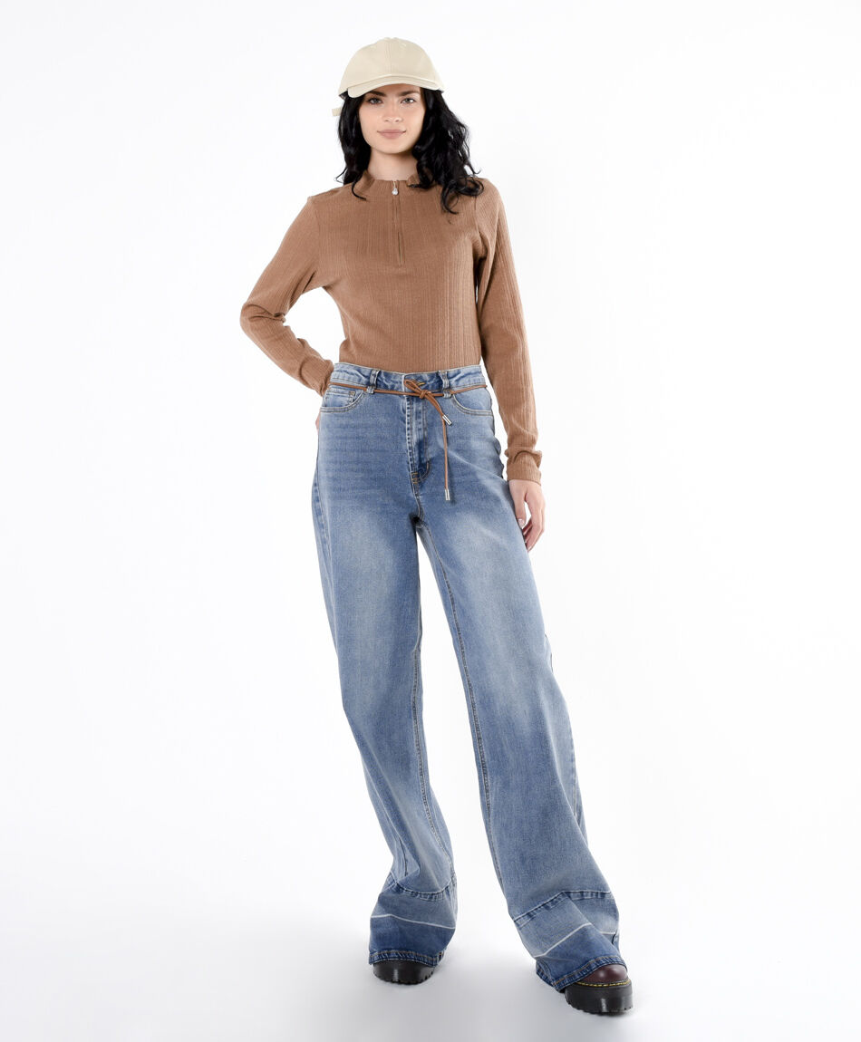 Jeans mujer doble basta wide
