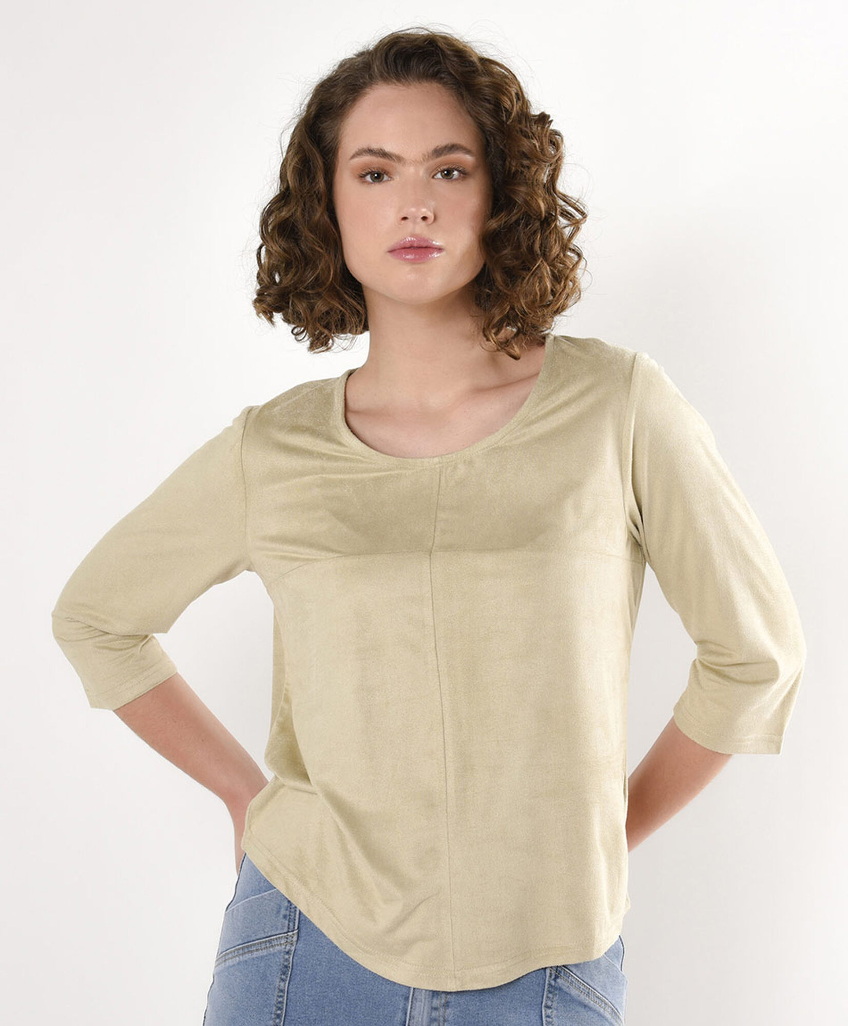 Polera mujer lisa suede beige Polera mujer lisa suede beige