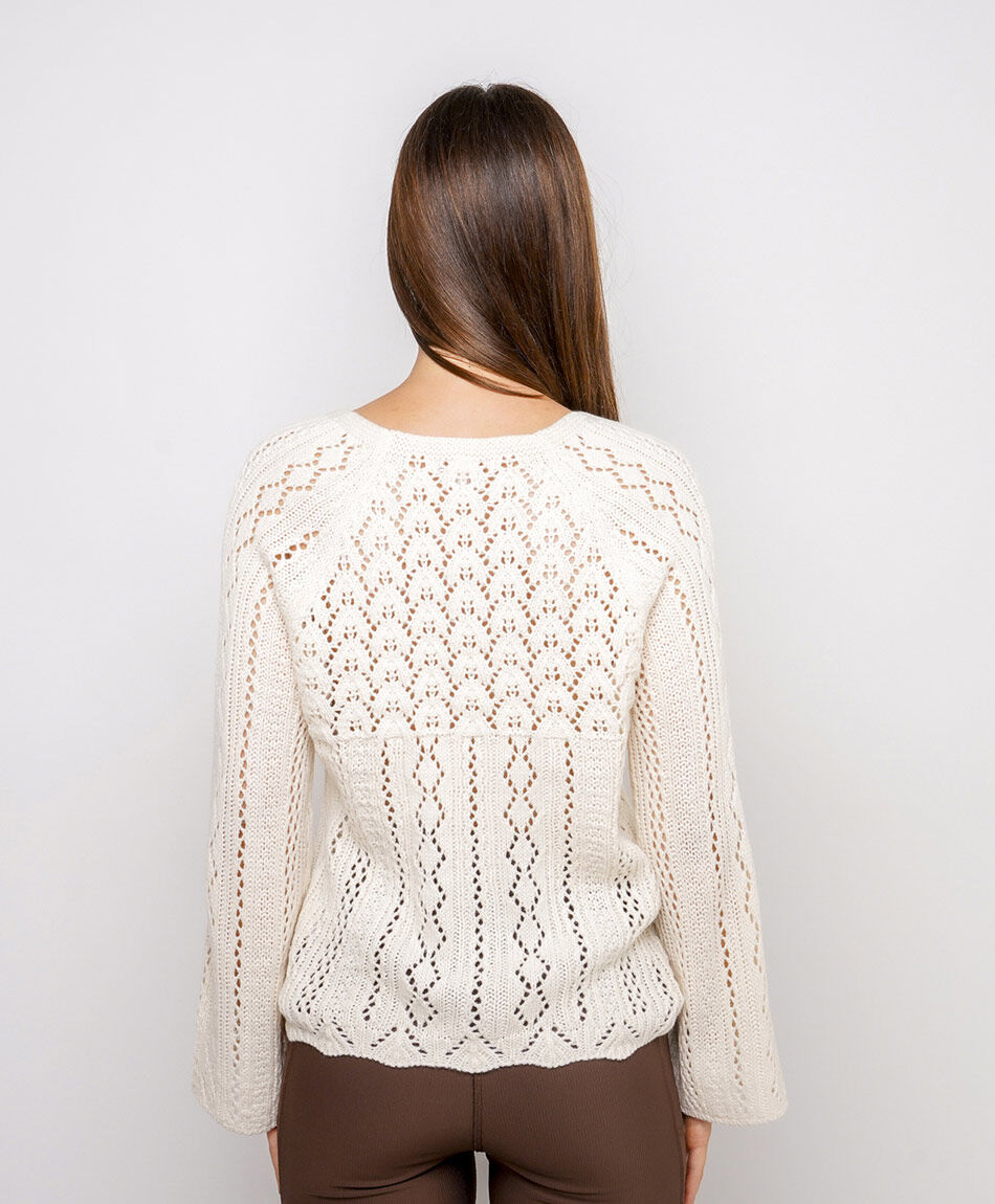 Sweater mujer calado crema