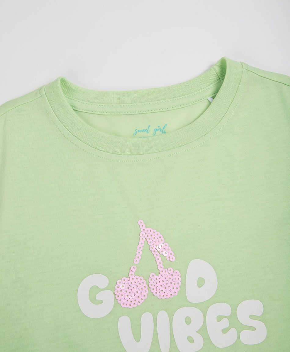 Polera ni&ntilde;a good vibes nudo