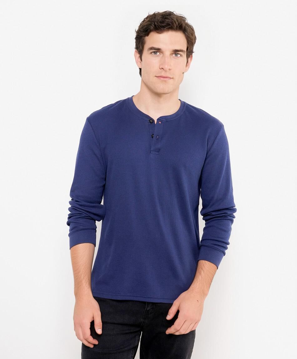 Polera hombre texturizada botones