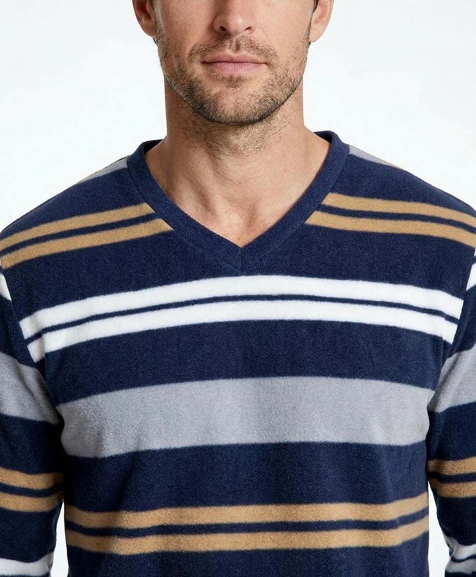 Pijama hombre polar l&iacute;neas colores