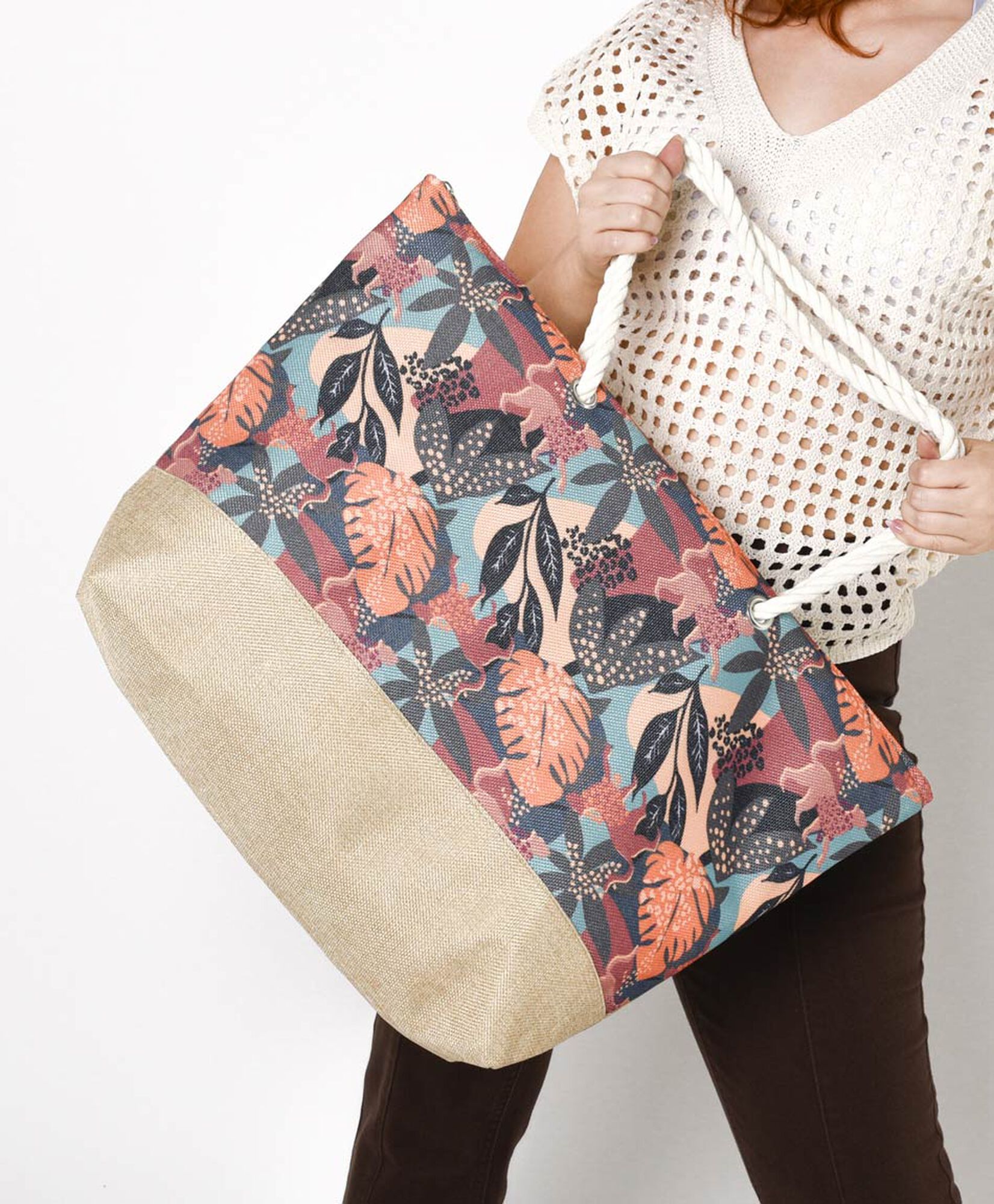 Bolso mujer playa hojas Bolso mujer playa hojas