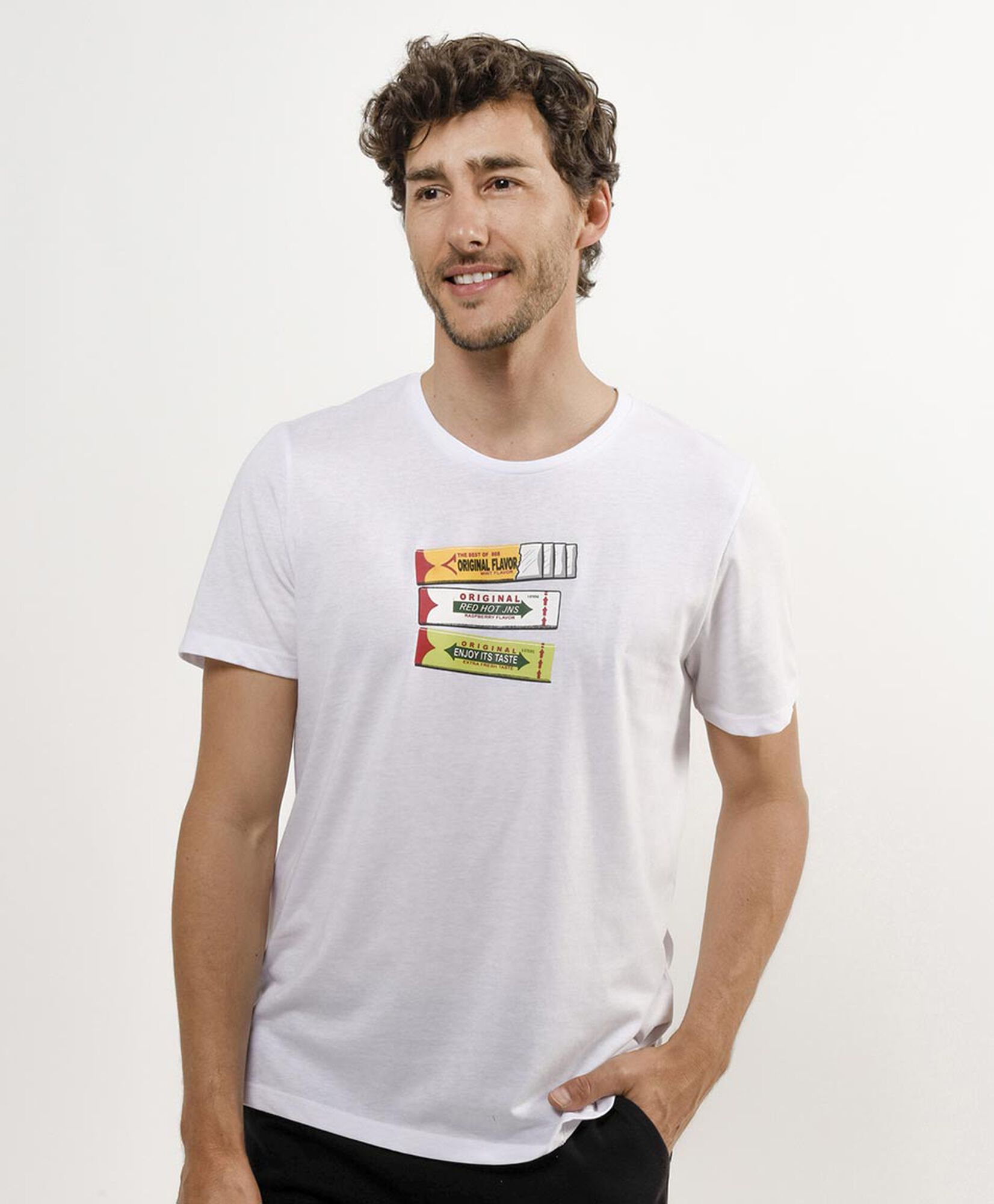 Polera hombre estampado chicles Polera hombre estampado chicles