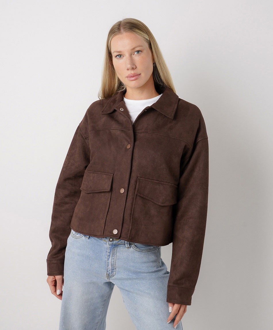 Chaqueta mujer suede bolsillos