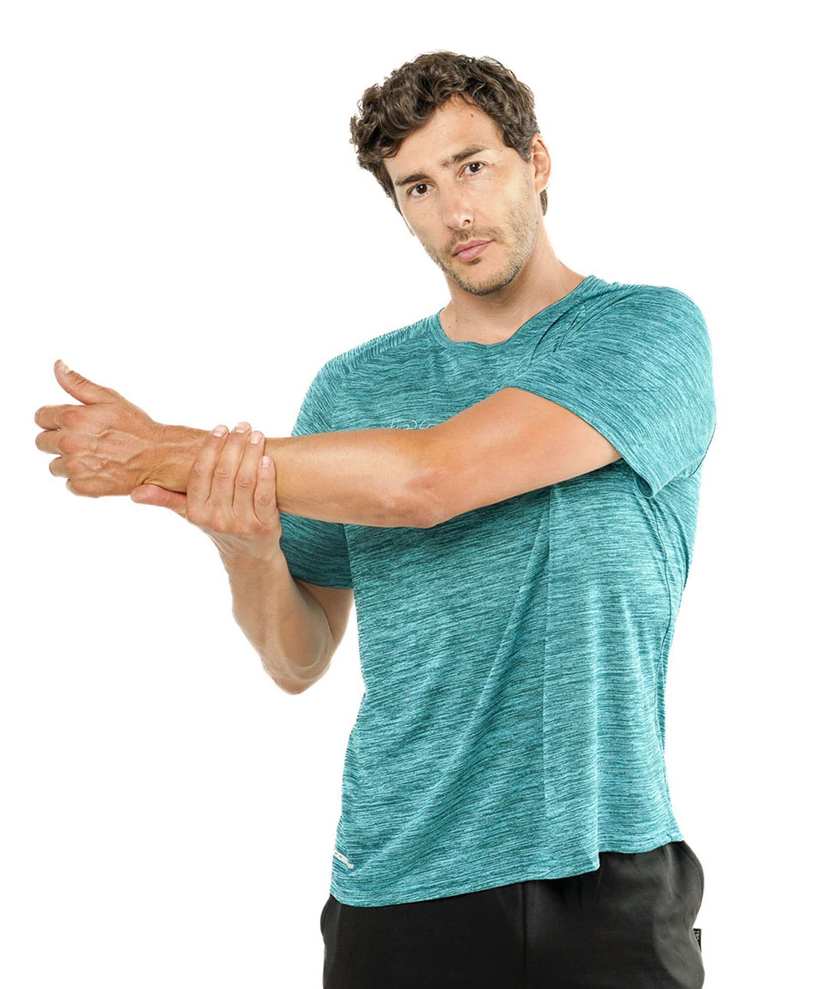 Polera deportiva hombre turquesa jaspeada Polera deportiva hombre turquesa jaspeada