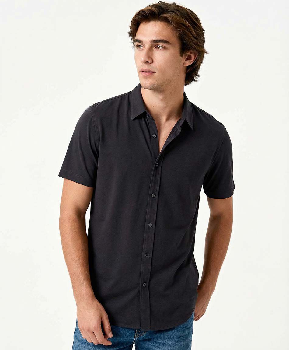 Camisa hombre lisa manga corta