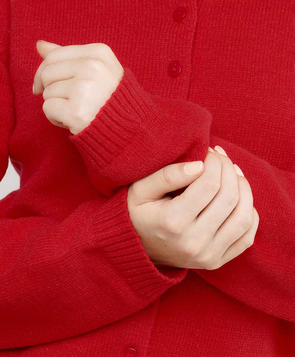 Cardigan mujer botones rojo