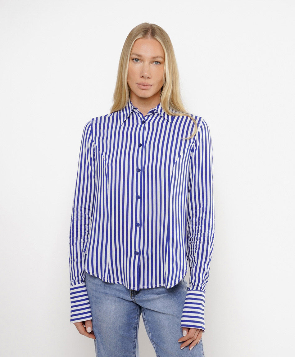 Blusas mujer l&iacute;neas mix azul